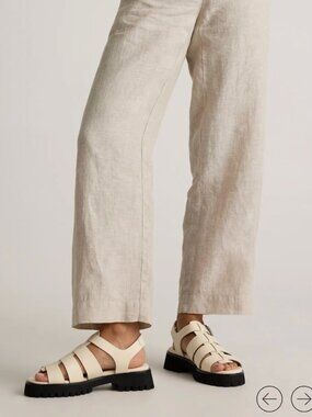 Quince Italian Leather Lug Sole Fisherman Sandal in Bone